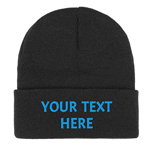Dinikally Personalisierte Benutzerdefinierte Stickerei Schädeldecke Hut Wintermütze Beanie für Männer & Frauen mit Text (Schwarz) von Dinikally