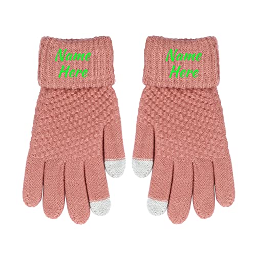 Dinikally Personalisierte Bestickt Winter Name Handschuhe Touchscreen Handschuh Für Mann Frauen (rosa) von Dinikally
