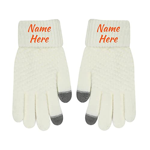 Dinikally Personalisierte Bestickt Winter Name Handschuhe Touchscreen Handschuh Für Mann Frauen (weiß) von Dinikally