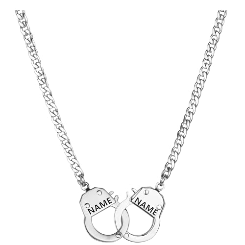 Dinikally Personalisierte Handschellen-Halskette mit Eingraviertem Namen, Schmuckgeschenk für Frauen und Männer von Dinikally
