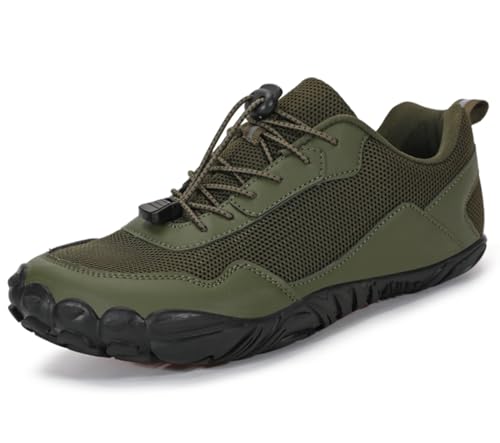 Dinint Barfußschuhe Herren Damen Weit Zehenschuhe Minimalistische Barfuß Sneaker Mit Zero-Drop Sohle Trekking Traillaufschuhe Wanderhalbschuhe, dunkelgrün, 39 von Dinint