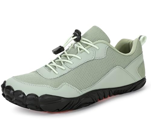 Dinint Barfußschuhe Herren Damen Weit Zehenschuhe Minimalistische Barfuß Sneaker Mit Zero-Drop Sohle Trekking Traillaufschuhe Wanderhalbschuhe, hellgrün, 43 von Dinint