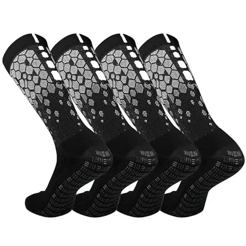 Fußball Socken 2 paar Fußballsocken Unisex Socken | Anti-Rutsch-Design | Universal EU 38-45 | Stutzen Fussball Herren Frauen Kinder, Tape Design Fussballsocken Männer, Schwarz von Dinjunxi