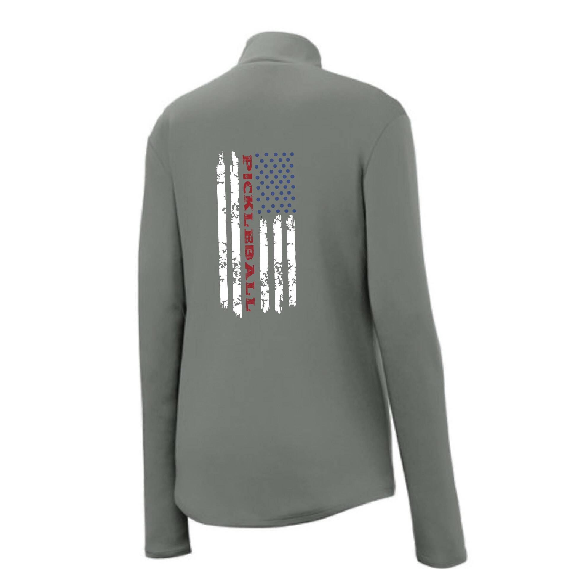 Pickleball-Flagge 1/4 Zip Pullover Der Frauen ... Pickleball Ladie's Spaß Pickleball Kleidung Kundengerechte Lage von DinkDinkSmash