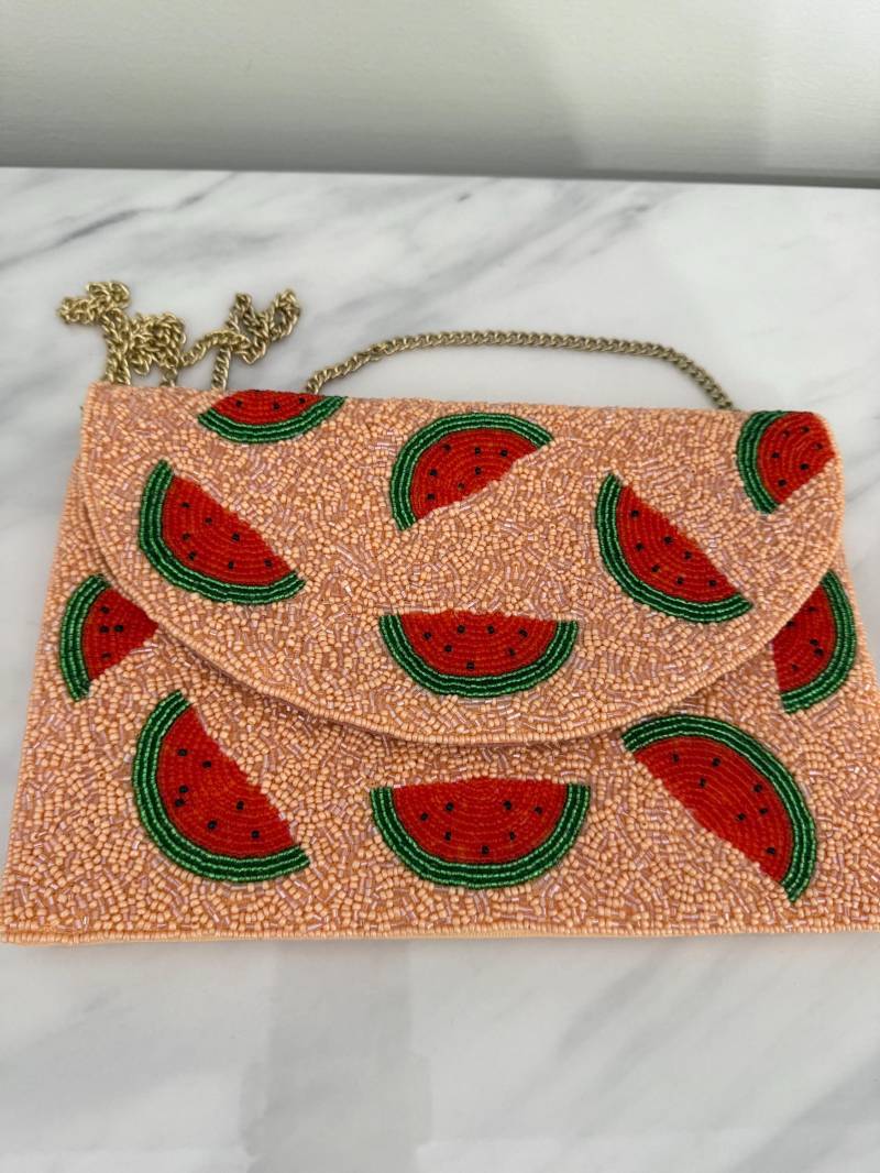 Wassermelone Perlen Clutch Sommer Umhängetasche Mit Kette Wassermelone Perlen Clutch Sommer Umhängetasche Mit Kette von DinnerPartyDarling