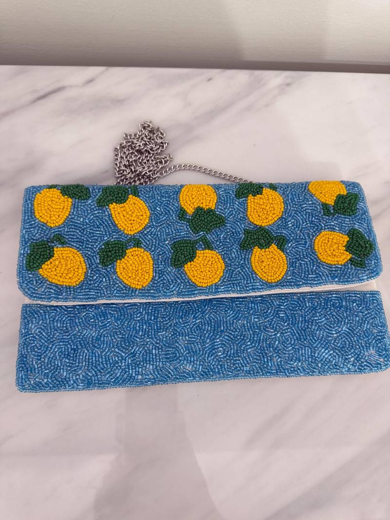 Zitronen Perlen Clutch Sommertasche Im Amalfi Style Zitronen Perlen Clutch Sommertasche Im Amalfi Style von DinnerPartyDarling