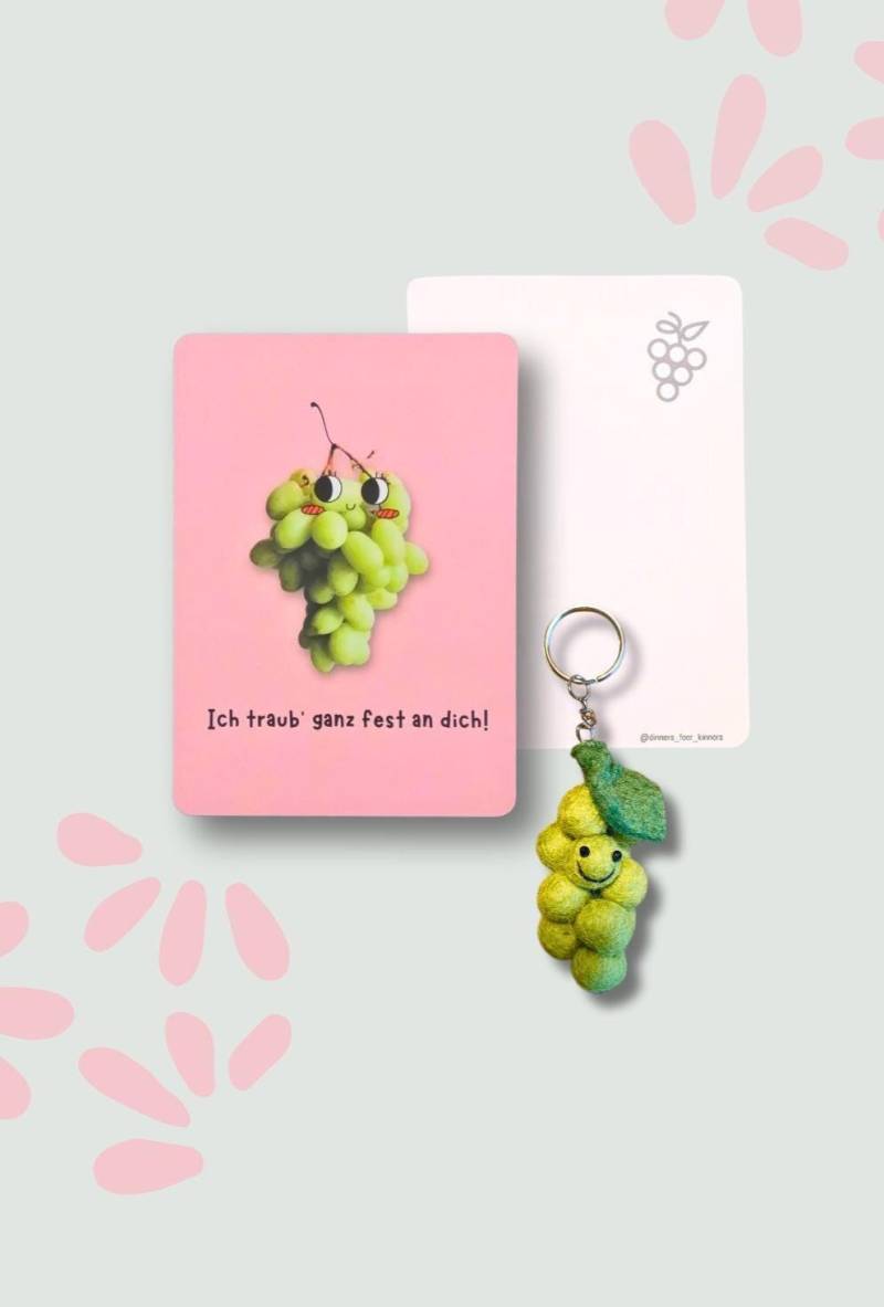 Geschenk Set Schlüsselanhänger Und Grußkarte "Ich Traub' Ganz Fest An Dich" von DinnersfoerKinners