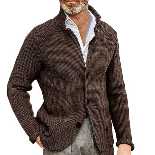 Dinnesis Cardigan Herren Strick Anzugjacke Blau Männer Regular Fit Strickjacke Frühling Herbst Freizeitanzug Blazer Klassisch Sakko Geeignet Für Party Datum Abschlussball Hochzeit Smoking von Dinnesis