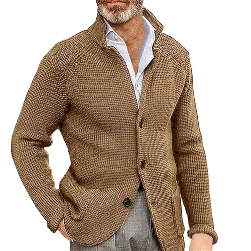 Dinnesis Cardigan Herren Strick Anzugjacke Blau Männer Regular Fit Strickjacke Frühling Herbst Freizeitanzug Blazer Klassisch Sakko Geeignet Für Party Datum Abschlussball Hochzeit Smoking von Dinnesis