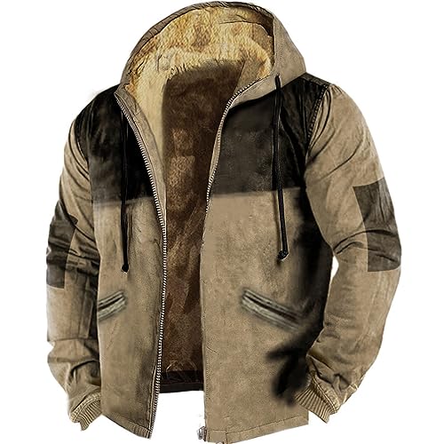 Dinnesis Farblich passende Herren-Baumwolljacke mit Kapuze und Reißverschluss Friesennerz Herren Wasserdicht (Khaki, XL) von Dinnesis