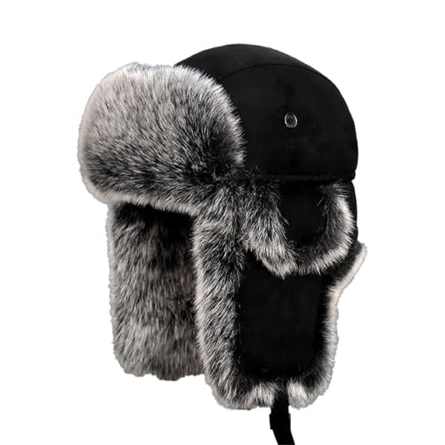 Dinnesis Trapper warme Trooper-Mütze, Winter-Skimütze, Damen und Herren, Winddicht Winterhaube Herren (Black, One Size) von Dinnesis