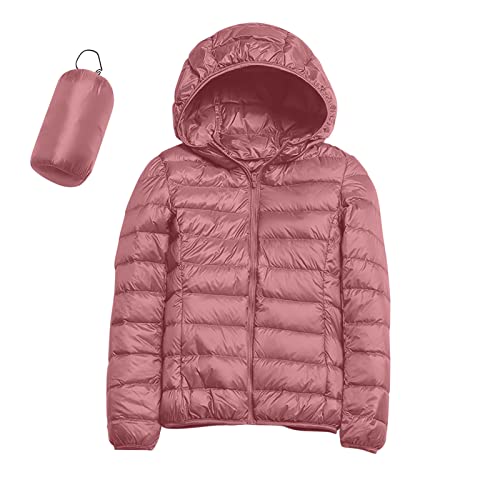 Leichte Daunenjacke Damen Mit Beutel - Winterjacke Wasserdicht Daunen Steppjacke Outdoor Übergangsjacke Elegant Warm Daunenmantel Kurz Übergang Kapuzenjacke Aatmungsaktiv Kurzjacke Herbst Winter Jacke von Dinnesis