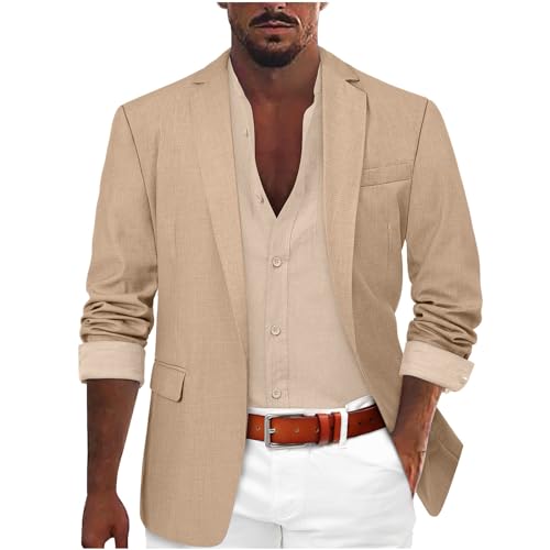 Sakko Herren Casual Blazer Slim Fit Sakko Sportlich Sommer Leichte Freizeit Anzugjacke Einfarbig Elegant Business-Jacke Sakko Lässig Anzug Elastische Freizeitanzug Für Hochzeit Party von Dinnesis