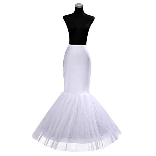 Dinntty Meerjungfrau-Fischschwanz-Petticoat, weiß, bodenlang, Unterrock, Krinoline, Hochzeitskleid, Krinoline-Petticoat von Dinntty