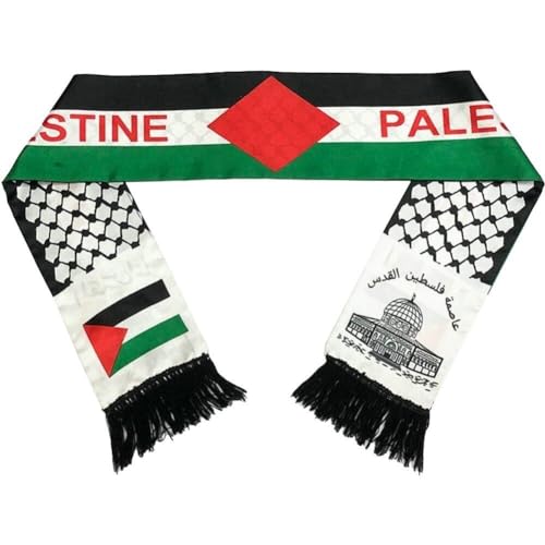 Dinntty Schal mit Palästina-Flagge doppelseitiger Schal Palästina Jerusalem arabischer Satin-Schal modischer Wickelschal für Männer und Frauen von Dinntty