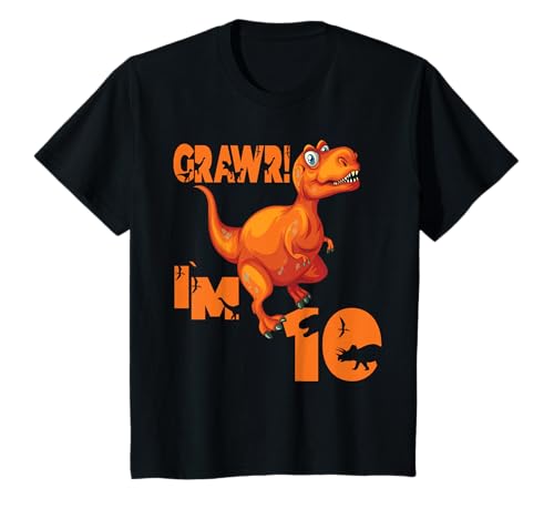 Jungen GRAWR I´M 10 Jahre Geburtstag Dino Dinosaurier T-Shirt von Dino Geburtstag Dinosaurier T-Rex Tyrannosaurus