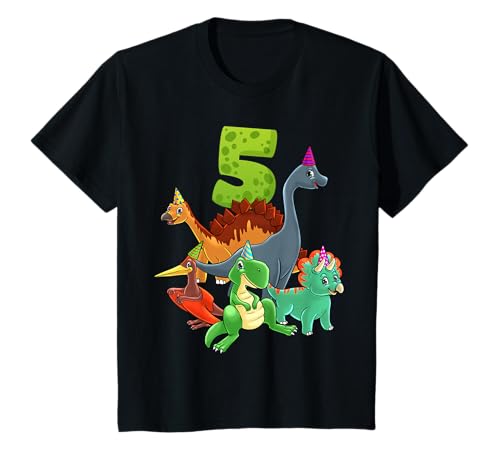 Dinos fünf Jahre alt Jungen 5. Geburtstag Trex Dino T-Shirt von Dino Geschenke für Jungen zum Geburtstag