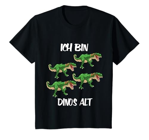 Kinder Ich bin 4 Dinos alt Jungen 4. Geburtstag Trex Dino T-Shirt von Dino Geschenke für Jungen zum Geburtstag
