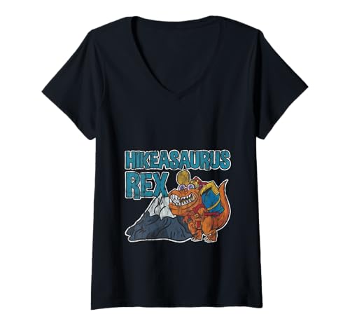 Damen Hikeasaurus Rex Dinosaurier -Wanderwanderer Wortspiele T-Shirt mit V-Ausschnitt Damen Hikeasaurus Rex Dinosaurier -Wanderwanderer Wortspiele T-Shirt mit V-Ausschnitt von Dino Hiker Trail Trekking Humor