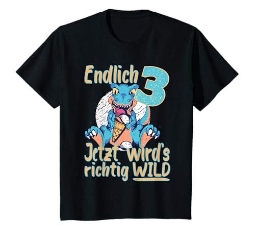 Kinder Endlich 3 - 3. Geburtstag Dinosaurier cooler T-Rex Junge T-Shirt Kinder Endlich 3 - 3. Geburtstag Dinosaurier cooler T-Rex Junge T-Shirt von Dino TRex Tyrannosaurus Rex Kind Sohn 3 Jahre