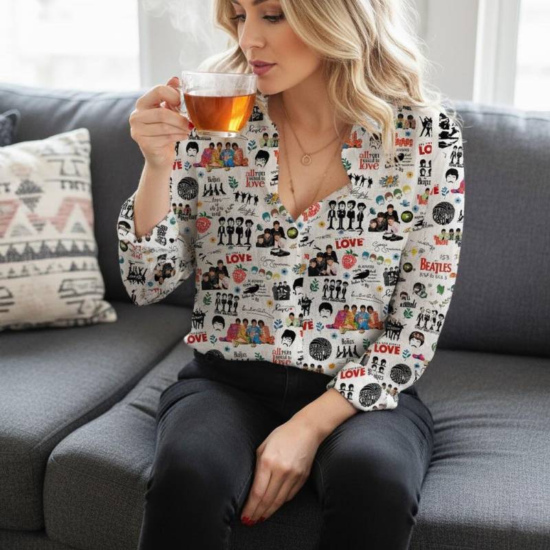 Die Beatles 3D All Print Frauen Casual Shirt, Die Fan Langarm Button-Down-Shirt, Bluse Custom Shirt Für Sie Die Beatles 3D All Print Frauen Casual Shirt, Die Fan Langarm Button-Down-Shirt, Bluse Custom Shirt Für Sie von DinoBeermann