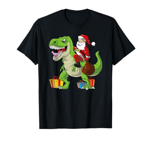 Lustiges Weihnachtsshirt für Jungen Kinder Weihnachtsmann Dinosaurier T Rex T-Shirt von DinoRexxApparel Co.