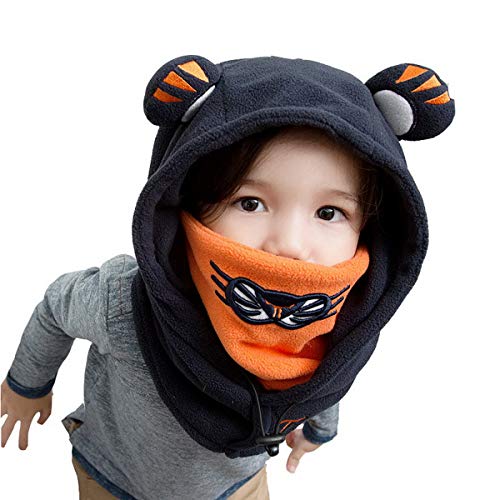 Dinokids Unisex-Baby Balaclava windundurchlässiges Gesichtsmaske und Winter-Warmer Cartoon Tiger Gesichts-Abdeckungs-Hut Kopf 44-48cm for 2-4t Marine von Dinokids