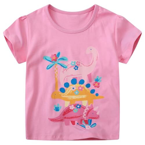 Dinopjs T-Shirt für Mädchen Schulter-Bow-Kurzarmtop Casual Kurzarm Dino Girls Short Sleeve Top Süßer Dinosaurier Muster Cartoon-Tiere Baumwolle Kinderkleidung für 2-7Y Dinopjs T-Shirt für Mädchen Schulter-Bow-Kurzarmtop Casual Kurzarm Dino Girls Short Sleeve Top Süßer Dinosaurier Muster Cartoon-Tiere Baumwolle Kinderkleidung für 2-7Y von Dinopjs