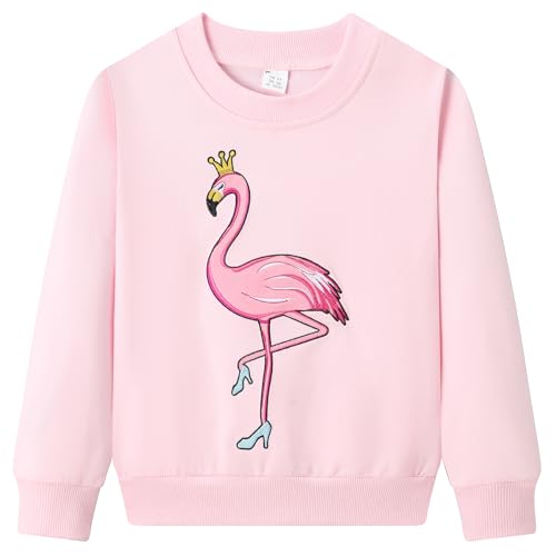 Dinopjs Tanzende Flamingo Mädchen Pullover, Kristallschuhe Prinzessin Mädch Sweatshirt, Flam Bird, Traditionelle Applikationstechnik mit Krone und hohe Absätze Kleidung für Kinder 8 Jahre / 128, Rosa von Dinopjs