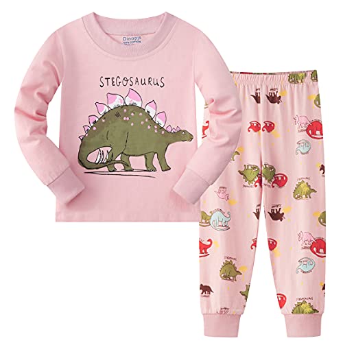 Mädchen-Pyjama-Set, Baumwolle, Dinosaurier-Einhorn, Pyjama, 2-teilig, Kinderkleidung für Mädchen von 3–8 Jahren, rose, 3 Jahre von Dinopjs