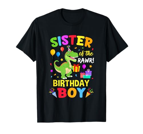 Sister Of The Birthday Boy T-Rex Funny Dinosaurier Boy Party T-Shirt von Dinosaur Birthday Boy Family Matching