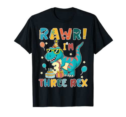 Three Rex 3. Geburtstag Boy Third T Rex Dinosaurier 3 Jahre alt T-Shirt von Dinosaur Birthday Boy Party Youth Boys Girls Kids
