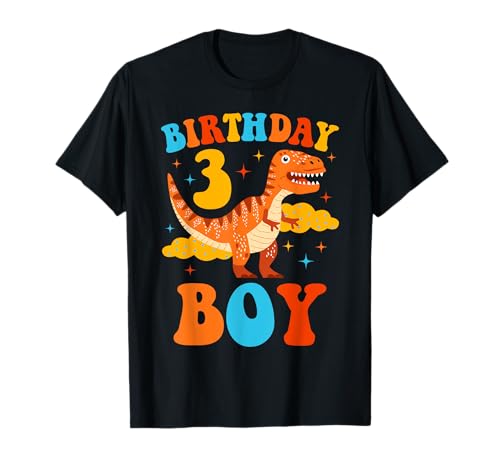 3 Years Old Kids 3rd Birthday Boy Dinosaurier Saurus Rex Bday T-Shirt von Dinosaur Birthday Saurus Kids Boys Outfit