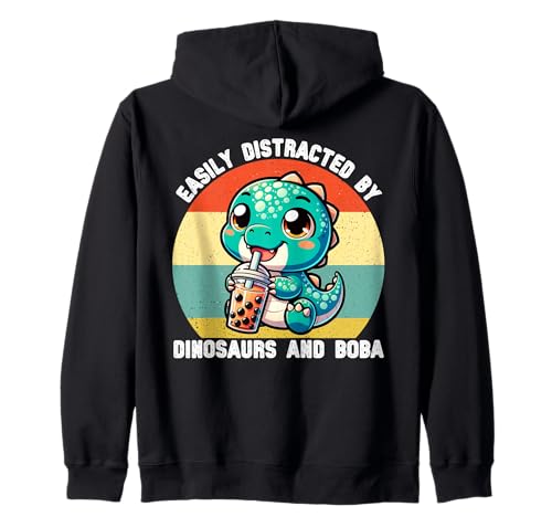 Leicht abgelenkt von Dinosauriern und Boba Mädchen Kinder Jungen Kapuzenjacke von Dinosaur Bubble Tea Lover for Boys Men Kids