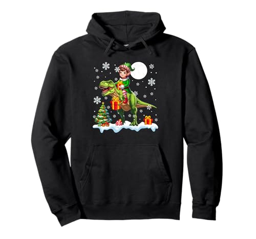 Elf reitender T-Rex-Weihnachtsbaum, Bunte Lichter, Liebhaber, Kinder Pullover Hoodie Elf reitender T-Rex-Weihnachtsbaum, Bunte Lichter, Liebhaber, Kinder Pullover Hoodie von Dinosaur Christmas Costume