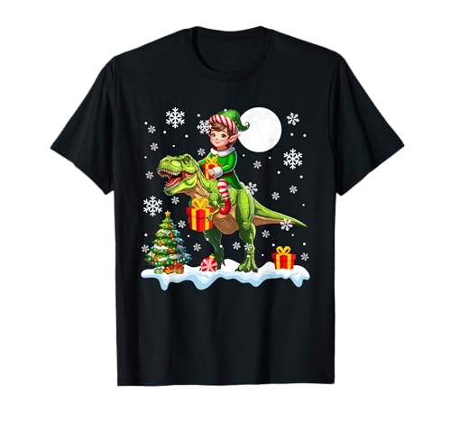 Elf reitender T-Rex-Weihnachtsbaum, Bunte Lichter, Liebhaber, Kinder T-Shirt Elf reitender T-Rex-Weihnachtsbaum, Bunte Lichter, Liebhaber, Kinder T-Shirt von Dinosaur Christmas Costume