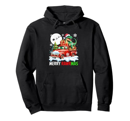 Merry Christmas Santa T-Rex On Pickup Truck Owner Kids Pullover Hoodie von Dinosaur Christmas Costume