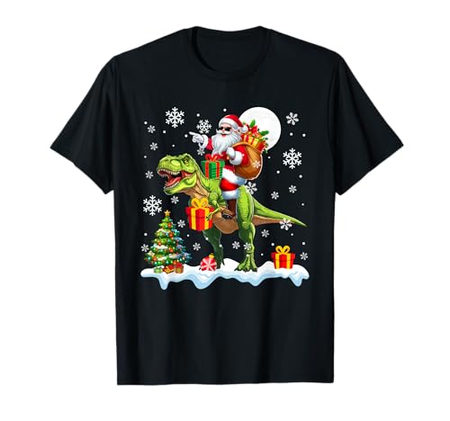 Weihnachtsmann reitet T-Rex Weihnachtsbaum Bunte Lichter Liebhaber Kinder T-Shirt Weihnachtsmann reitet T-Rex Weihnachtsbaum Bunte Lichter Liebhaber Kinder T-Shirt von Dinosaur Christmas Costume
