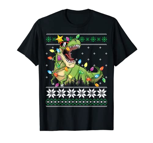 Christmas Ugly Sweater Boys Men Kids Tree Rex Funny Dinosaur T-Shirt von Dinosaur Christmas Ugly Sweaters Co.