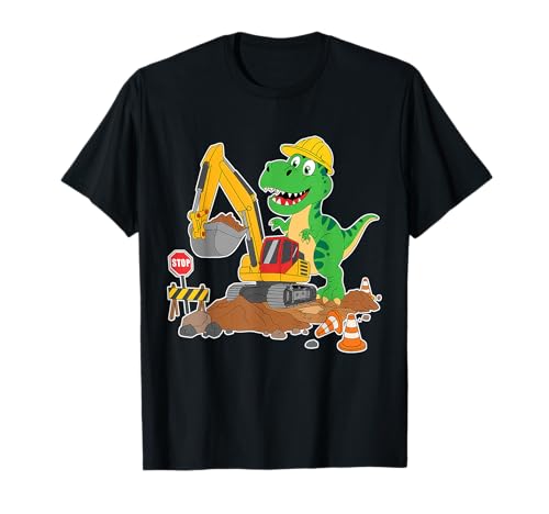 Dinosaurier Bauarbeiter Bagger LKW Kinder Junge Mädchen T-Shirt Dinosaurier Bauarbeiter Bagger LKW Kinder Junge Mädchen T-Shirt von Dinosaur Construction Excavator Truck Tee.