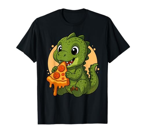 Lustiger Dinosaurier Essen Pizza Grafik Jungen Mädchen Dinosaurier T-Shirt von Dinosaur Eating Pizza Graphic Design