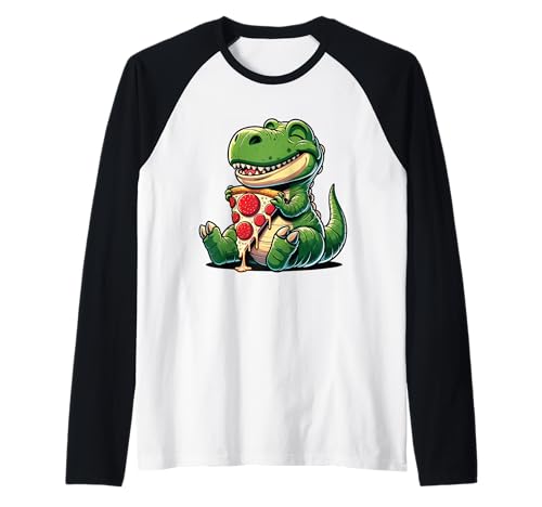 Lustiger Dinosaurier-Pizza-Grafik, Jungen, Mädchen, Frauen, Kinder Raglan von Dinosaur Eating Pizza Graphic Dinosaur Lover