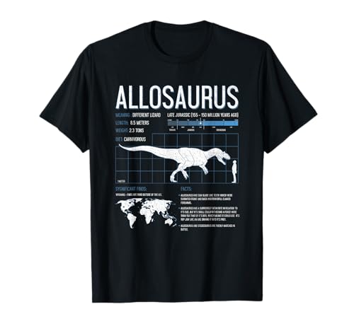Allosaurus Dinosaurier Fakten T Shirt Herren Damen Kinder Wissenschaft T-Shirt von Dinosaur Fact T Shirts