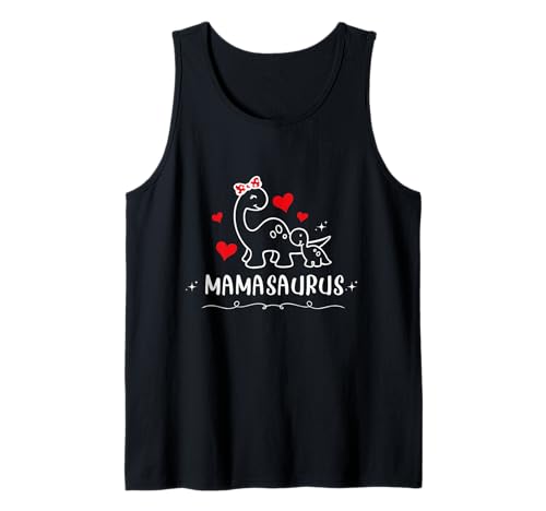 Mama Saurus Frauen Muttertag Dinosaurier Mama 1 One Kid Dino Tank Top von Dinosaur Family Matching
