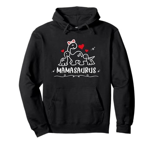 Mama Saurus Frauen Muttertag Dinosaurier Mama 2 Zwei Kinder Dino Pullover Hoodie von Dinosaur Family Matching