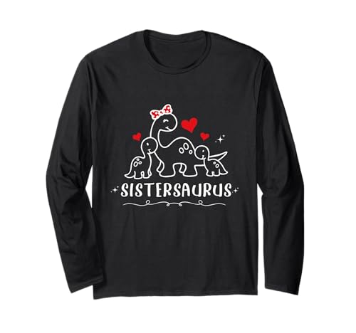 Sistersaurus Mädchen Geburtstag Dinosaurier 2 Geschwister Kinder Dino Langarmshirt von Dinosaur Family Matching