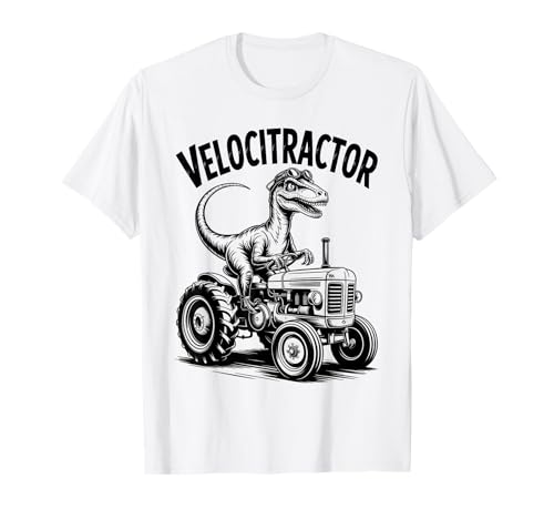 VelociTractor Lustiger Dinosaurier Farmer Retro Männer Frauen Kinder T-Shirt von Dinosaur Farmer Retro