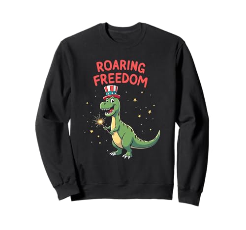 Patriotische Roaring Freedom USA Dino Kids Grafik Sweatshirt von Dinosaur Freedom Apparel for Independence Day Fun