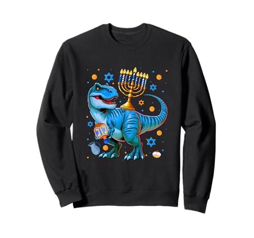 Menorah On T-Rex Holding Dreidel Hanukkah Jewish Family Kids Sweatshirt Menorah On T-Rex Holding Dreidel Hanukkah Jewish Family Kids Sweatshirt von Dinosaur Hanukkah Costume