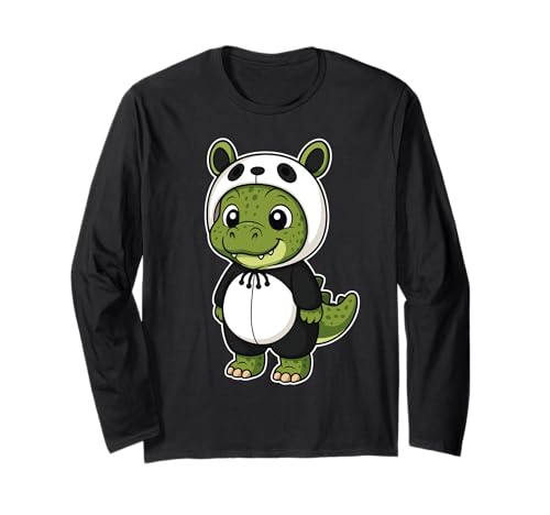 Kawaii Dinosaurier im Panda Kostüm für Mädchen Kinder Dinosaurier Langarmshirt Kawaii Dinosaurier im Panda Kostüm für Mädchen Kinder Dinosaurier Langarmshirt von Dinosaur In Panda Costume Kawaii Design